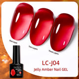 Lianfudai 7ml Translucent Jelly Amber Gel Nail Polish Brown Coloured Varnish Gel Long Lasting Semi Permanent UV Nail Art Manicure