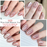 Lianfudai  7ML 2 IN 1 Water Light Cat Magnetic Top Coat Sparkling Glass Bead Magnetic Gel Nail Polish Semi Permanent UV Gel Polish