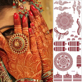 Red Brown Henna Temporary Tattoos Women Henna Sticker for Hand Fake Tatoo Women's Body Protection Tattoo Boho Design Wholesale