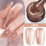 Lianfudai  Jelly Nude Gel Nail Polish 10ml Light Pink Peach Translucent Color UV Light Cure Gel Varnish Nail Art DIY at Home