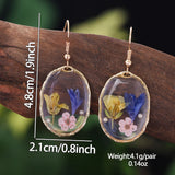 Lianfudai Fashion Geometric Clear Resin Flower Drop Earrings for Women Accessories New Trendy Gold Color Earring Party Jewelry Gift