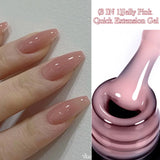 Lianfudai 7ML Jelly Pink Peach Quick Extension Gel Nail Polish Nude Transparent Color Finger Prolong Rubber Base Construction Gel