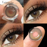 Lianfudai  1Pair 0~-8.00 Myopia Colored Contact Lenses with Degree Pupils Blue Lenses Green Lens Color Beautiful Eye Yearly Use