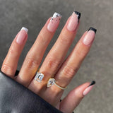 Lianfudai 24Pcs/Set Manicure Wearable Ballerina Removable Coffin Nail With Glue Fake Nails Finished Women Girls False Nails Art Decoration