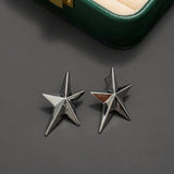 Lianfudai Simple Metal Geometric Five-pointed Star Earrings For Women European American Style Earrings Independence Day Jewelry