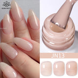 Lianfudai  Jelly Nude Gel Nail Polish 10ml Light Pink Peach Translucent Color UV Light Cure Gel Varnish Nail Art DIY at Home