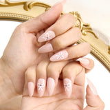 Lianfudai 96PCS Glossy Medium Almond Press On Nails Reflective Glitter Cat Eye Fake Nails Sparkling Full Cover False Nails For Women Girls