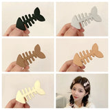 Lianfudai Korean Style Fish Bone Hair Clip Y2k Animal Geometry Hairpin Party Cute Barrettes Hair Ornament Simple Hair Accessories