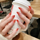 Lianfudai - 24PCS/box Mid-length  stiletto nail tips Gradients wear full cover paragraph fashion Manicure patch false fingernails for girls