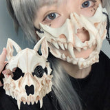 Lianfudai Halloween Skull Party Mask Anime Dragon God Skeleton Half Face Masks Bone Skull Animals Mask Cosplay Dance Prom Costume Props