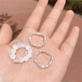 Lianfudai Elegant Sweet Natural Freshwater Pearl Ring Women Girls Beaded Elastic Rings Fashion Wild Casual Lolita Jewelry Creative Present