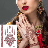 Lianfudai Brown Henna Tattoo Stickers Waterproof Temporary Tattoos Fake Tattoo for Women Body Art Hena Design Mehndi Stickers for Hand