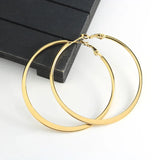 Lianfudai Vintage Big Round Hoop Earrings  Trendy Steel Earring Rings Large Wholesale Earrings Lot Bulk Designer Luxury Jewelry korean