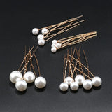 Lianfudai Fashion Metal U Shape Pearl Hairpin Clips Wedding Bridal Updo Ornaments Ancient Costume Modeling Hair Jewelry Accessories Gifts