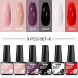 Lianfudai 6PCS/Set Nude Color Gel Nail Polish Set 150 Colors Glitter Semi Permanent UV Led Gel Varnish Soak Off Nail Gel Art Design