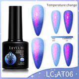 Lianfudai 7ML Auroras Thermal Gel Nail Polish Nude Dark Purple Glitter Gradient Temperature Color Changing Nail Art Gel Varnishes