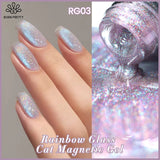 Lianfudai Super Holos Cat Magnetic Nail Gel Polish for Nails 10ml Soak Off Holographics Laser Gel Polish Auroras Glimmer Nails