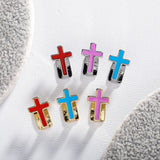 Lianfudai Hip Hop Single Colorful Cross Teeth Gillz 14K Gold Plated Tooth Caps For Women Men Jewelry Gift