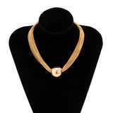 Lianfudai 2024 Punk Style Gold Color Metal Multilayer Box Chain Clavicle Necklace Ladies Hip Hop Round Necklaces Men Fashion Girls Jewelry