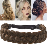 Lianfudai Fashion Braids Twist Elastic Hair Headband with Adjustable Belt Synthetic Woman Black Gold Hair Style Braided Headband Hairpiece