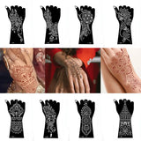 Lianfudai 2Pcs Hand Sleeve Temporary Tattoo Stencil Henna Lace Mandala Tattoo Spray Paint Templates Sheets Lotus Flowers Tattoo Sticker