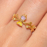 Lianfudai New Sweet Colorful Zircon Flower Animal Princess Open Adjustable Ring For Women Girls Cute Fshion Jewelry Gift