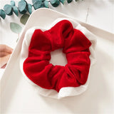 Lianfudai Christmas Style Scrunchies Fashion Vintage Simple Hair Accessories Rubber Band Hair Band Red Green Hair Ring for Women