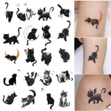 Lianfudai Cute Cartoon Cat Butterfly Temporary Tattoos for Women Man Clavicle Arm Waterproof Kitten Tattoo Sticker Art Lasting Fake Tattoo