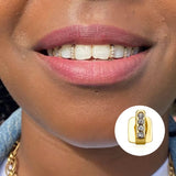 Lianfudai Fashion CZ Stone Vertical Bar Teeth Grillz Braces Hip Hop 4 Zircon Tooth Caps Dental Grills For Women Men Jewelry