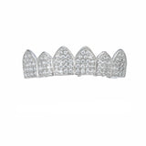 Lianfudai Hip Hop Cubic Zircon Teeth Grillz Top & Bottom Grills Punk Teeth Caps Cosplay Party Rapper Jewelry Halloween Teeth Decoration ﻿