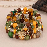 Lianfudai Ethnic Bohemian Multicolor Crystal Beads Strand Bracelets Women Men Heart Tree Of Life Charm Bracelet Pulseira Feminina