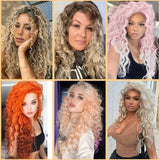 Lianfudai Long Fluffy Curly Wig for Women Ombre Orange Ginger Natural Wavy Hair Wig Ash Blonde Synthetic Loose Deep Wave Wig  Cosplay