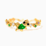 Lianfudai New Sweet Colorful Zircon Flower Animal Princess Open Adjustable Ring For Women Girls Cute Fshion Jewelry Gift