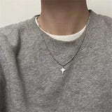 Lianfudai Kpop Goth Silver Color Star Pendant Chain Necklace For Women Men Egirl Y2K Cool EMO Punk Aesthetic Grunge Jewelry Gifts