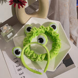 Lianfudai Funny Frog Makeup Headband Wide-brimmed Elastic Hairbands Cute Girls Hair Bands Women Hair Accessories Girls Hairband