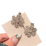 Lianfudai 2pcs Sliver Snowflake Hair Clip Women Girls Sweet Bangs Side Clip Glitter Shiny Edge Hairpins Christmas Xms Headwear