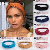 Lianfudai 2024 New Design Fashion Women Summer Style Headbands Bohemian Girl Cross Turban Bandage Bandanas Hairbands Hair Accessories