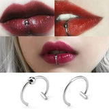 Lianfudai 1Pc Stainless Steel Fake Nose Ring Hoop Septum Rings C Clip Lip Ring Earring Fake Nose Piercing Women Body Jewelry Non-Pierced