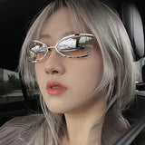 Lianfudai New Exquisite Y2k Sunglasses Luxury Sexy Women Square Rimless Sun Glasses Clear Goggle Outdoor Style Fashion Lady Glasses