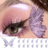 Lianfudai Fairy Butterfly Wings Tattoo Sticker Waterproof Shiny Eyes Face Hand Body Art Fake Tattoos Women Makeup Environmentally Material