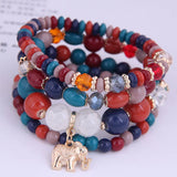 Lianfudai Bohemian White Crystal Beads Strand Bracelets For Women Girls Ethnic Tree Of Life Charm Wrap Bracelet Pulseira Feminina