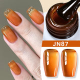 Lianfudai  Jelly Nude Gel Nail Polish 10ml Light Pink Peach Translucent Color UV Light Cure Gel Varnish Nail Art DIY at Home