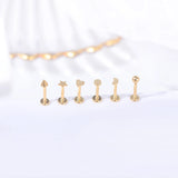 Lianfudai ZS 1PC 16G Rose Gold Plated Helix Piercing Earring Zircon Lip Stud Star Moon Labret Piercing Jewelry Crystal Lip Body Jewelry