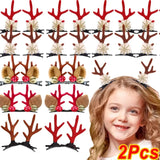 Lianfudai Christmas Elk Ear Hairpins Women Girls Kids Cute Antler Hair Clips Barrettes New Year Festival Party Headwear Hair Accessories