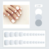 Lianfudai 24Ps Glossy Lake Blue Press on Toe Nails Artificial Acrylic Fake Toenails Full Coverage Removable Wearable Toe Nail Art Finished