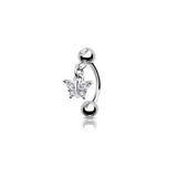 Lianfudai 1pc Zircon Eyebrow Piercing Stud Earrings Curved Barbell Belly Banana Ring Snug Daith Helix Cartilage Tragus Conch Body Jewelry