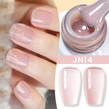 Lianfudai  Jelly Nude Gel Nail Polish 10ml Light Pink Peach Translucent Color UV Light Cure Gel Varnish Nail Art DIY at Home