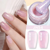 Lianfudai  Jelly Nude Gel Nail Polish 10ml Light Pink Peach Translucent Color UV Light Cure Gel Varnish Nail Art DIY at Home