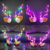 Lianfudai LED Christmas Antler Headwear for Women Girls Glowing Elk Horn Hair Clip Christmas Gift Elk Hairpin with Lights Navidad Decor