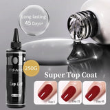 Lianfudai 250ML Super Top Coat Base Coat 2PCS SET Nail Art Gel Polish UV/LED Sock off Without Sticky Layer Clear Top Gel Manicure